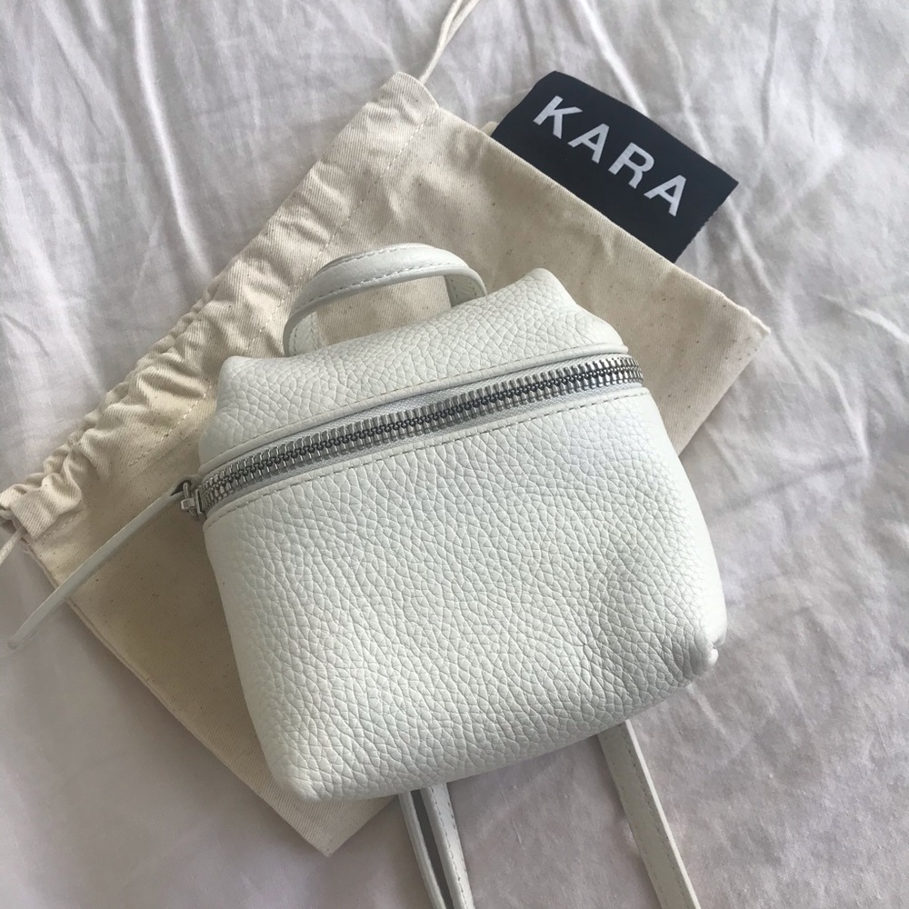 KARA White Pebbled Leather Crossbody Bag